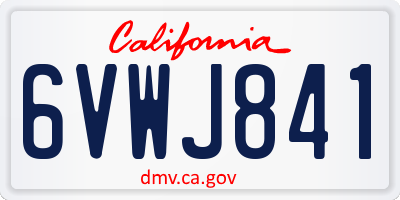 CA license plate 6VWJ841