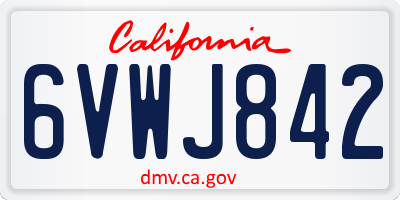 CA license plate 6VWJ842