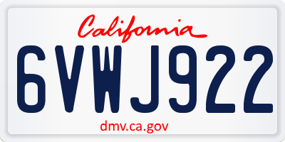 CA license plate 6VWJ922