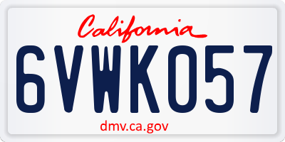CA license plate 6VWK057