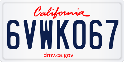 CA license plate 6VWK067