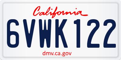 CA license plate 6VWK122