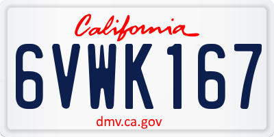 CA license plate 6VWK167
