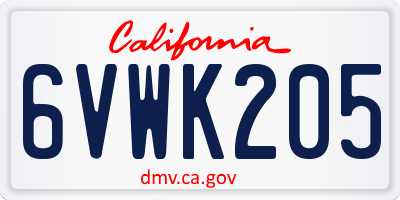 CA license plate 6VWK205