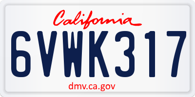 CA license plate 6VWK317