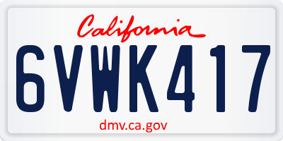 CA license plate 6VWK417