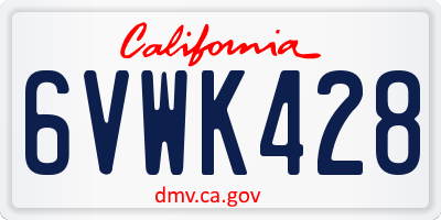 CA license plate 6VWK428