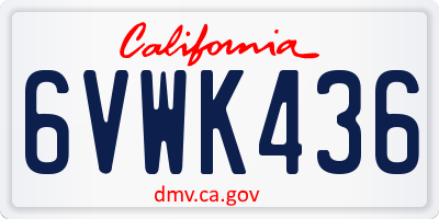 CA license plate 6VWK436