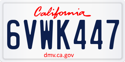 CA license plate 6VWK447