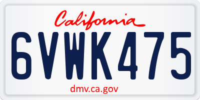 CA license plate 6VWK475