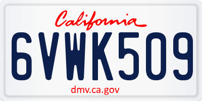 CA license plate 6VWK509
