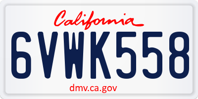 CA license plate 6VWK558