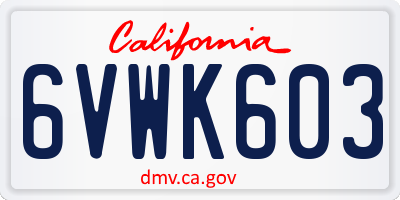 CA license plate 6VWK603