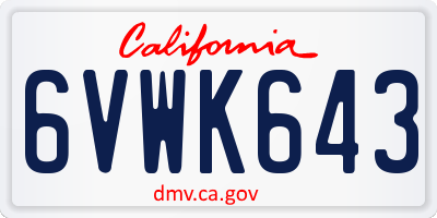 CA license plate 6VWK643