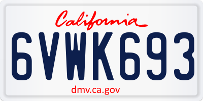 CA license plate 6VWK693