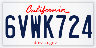 CA license plate 6VWK724