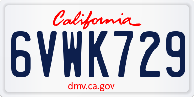 CA license plate 6VWK729