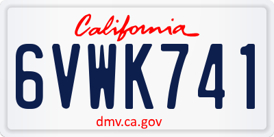 CA license plate 6VWK741