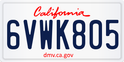 CA license plate 6VWK805