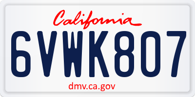 CA license plate 6VWK807