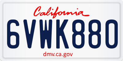 CA license plate 6VWK880