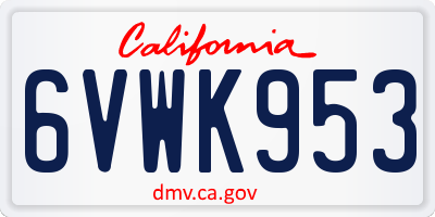 CA license plate 6VWK953