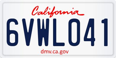 CA license plate 6VWL041