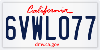 CA license plate 6VWL077