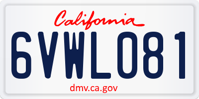 CA license plate 6VWL081