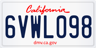 CA license plate 6VWL098
