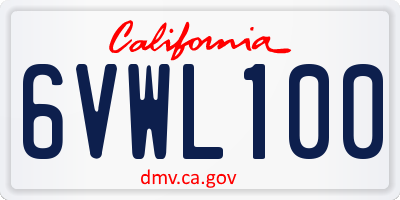 CA license plate 6VWL100