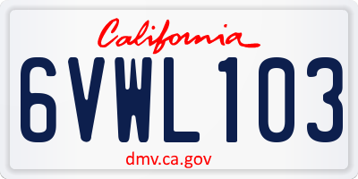 CA license plate 6VWL103