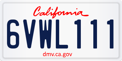 CA license plate 6VWL111