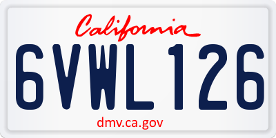 CA license plate 6VWL126