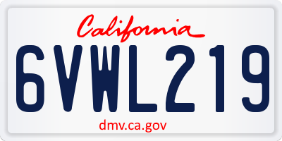CA license plate 6VWL219