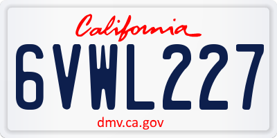 CA license plate 6VWL227