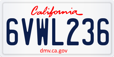 CA license plate 6VWL236