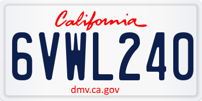 CA license plate 6VWL240