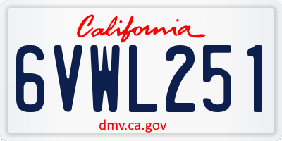 CA license plate 6VWL251