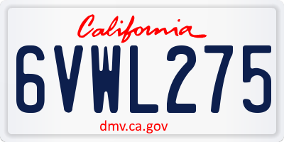 CA license plate 6VWL275
