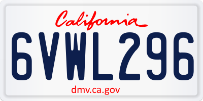 CA license plate 6VWL296