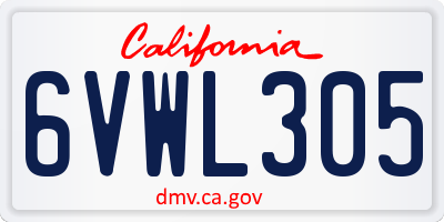 CA license plate 6VWL305