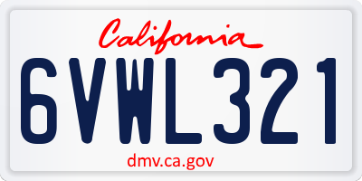 CA license plate 6VWL321