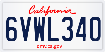 CA license plate 6VWL340