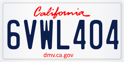 CA license plate 6VWL404