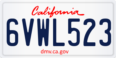 CA license plate 6VWL523