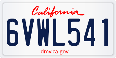 CA license plate 6VWL541
