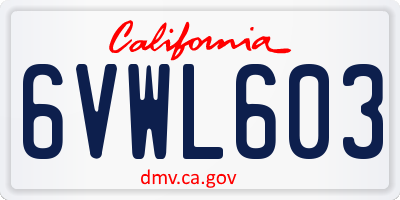 CA license plate 6VWL603