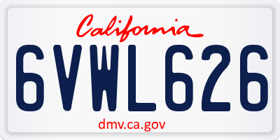 CA license plate 6VWL626