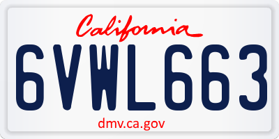 CA license plate 6VWL663